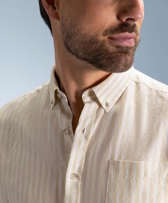 Heren overhemd lange mouw beige