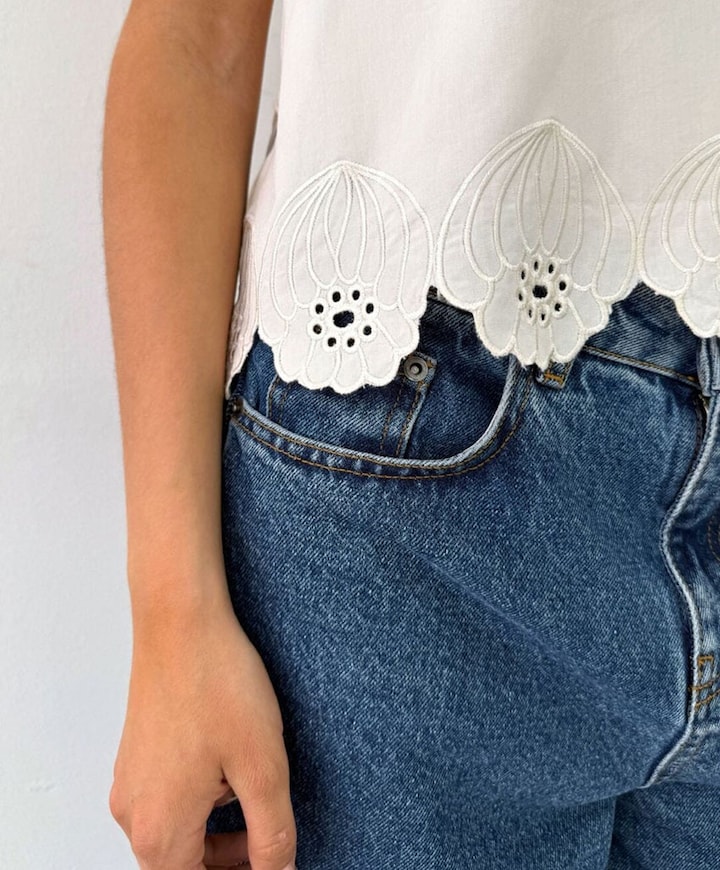 Dames top ecru