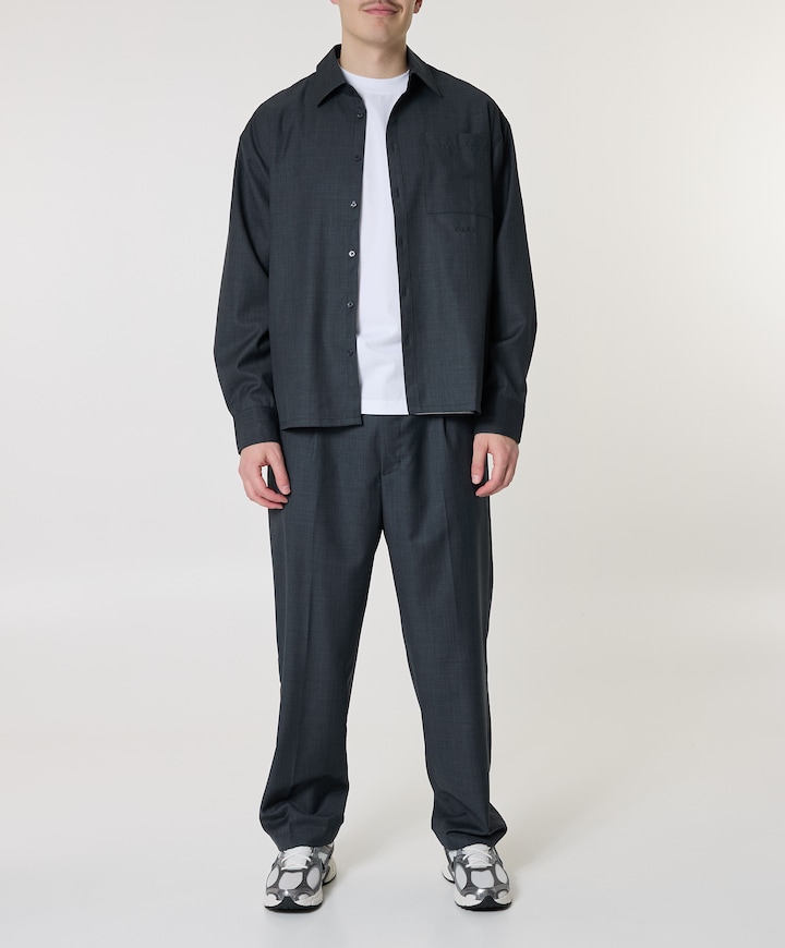 OLAF Regular Wool Blend Pleated heren pantalon grijs