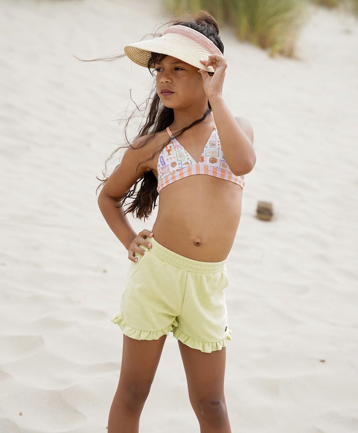 Faje ruffle meisjes korte broek groen