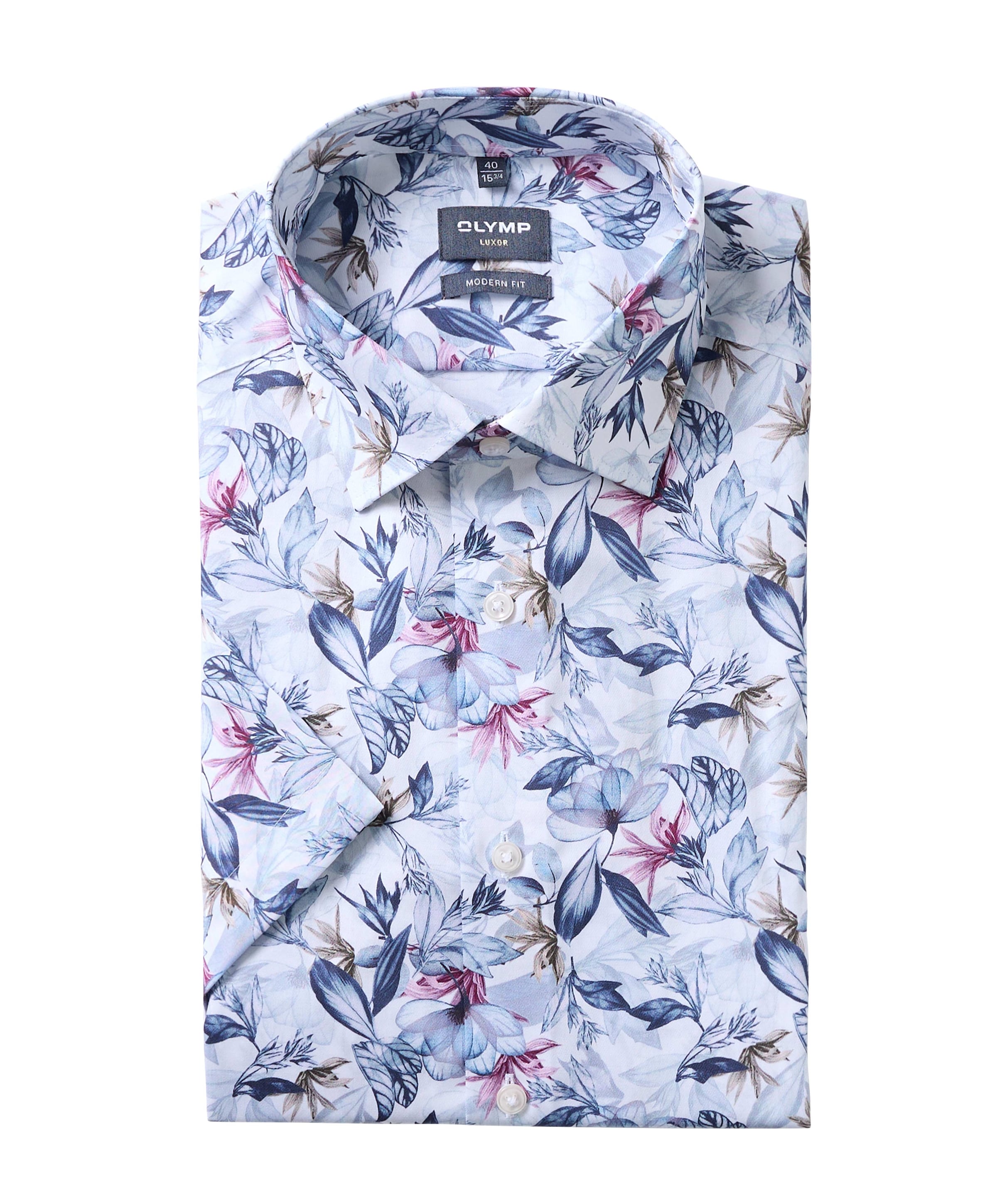 Heren overhemd korte mouw blauw