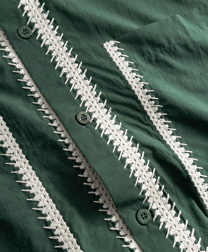 Heren overhemd korte mouw groen