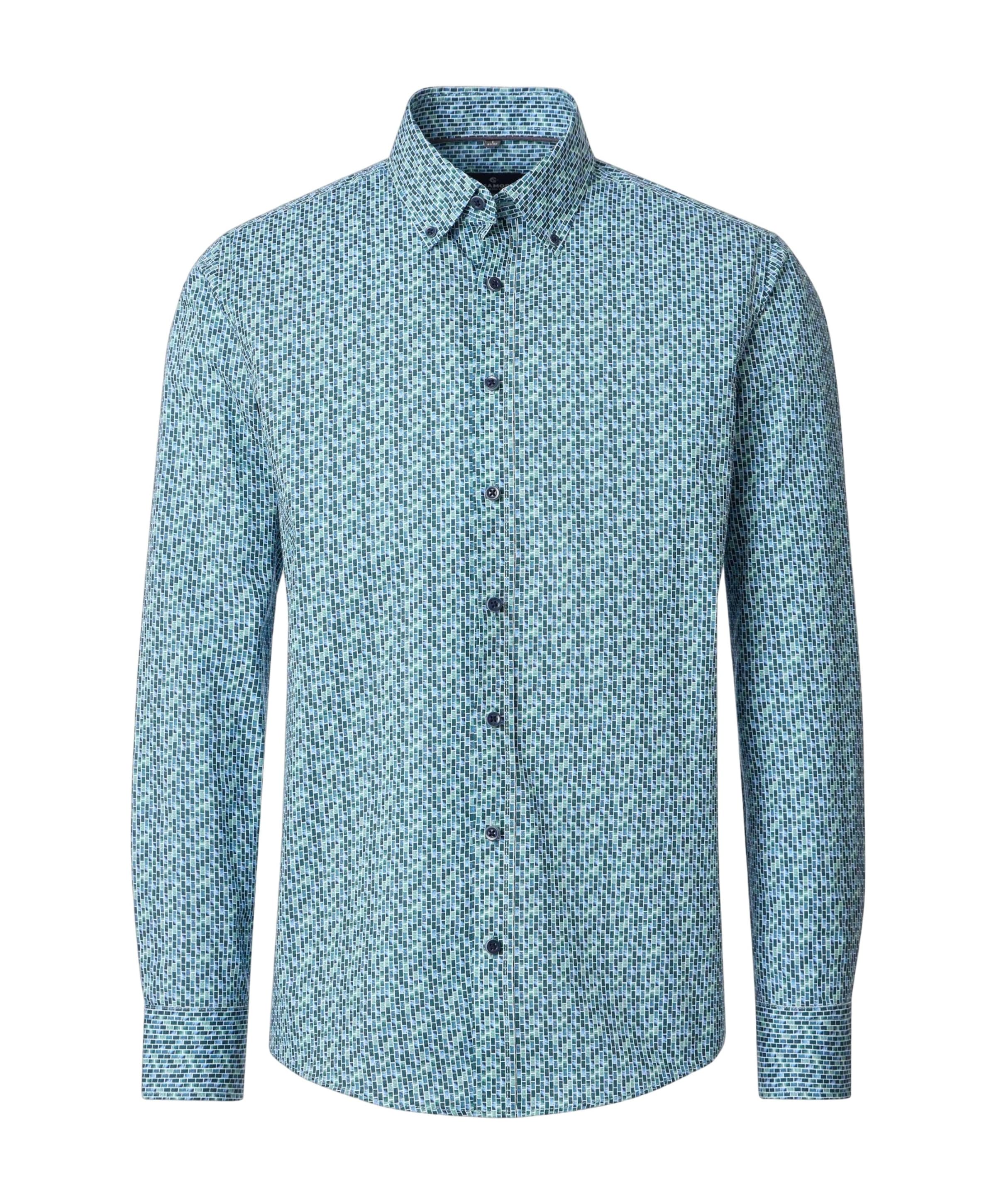 Heren overhemd lange mouw blauw