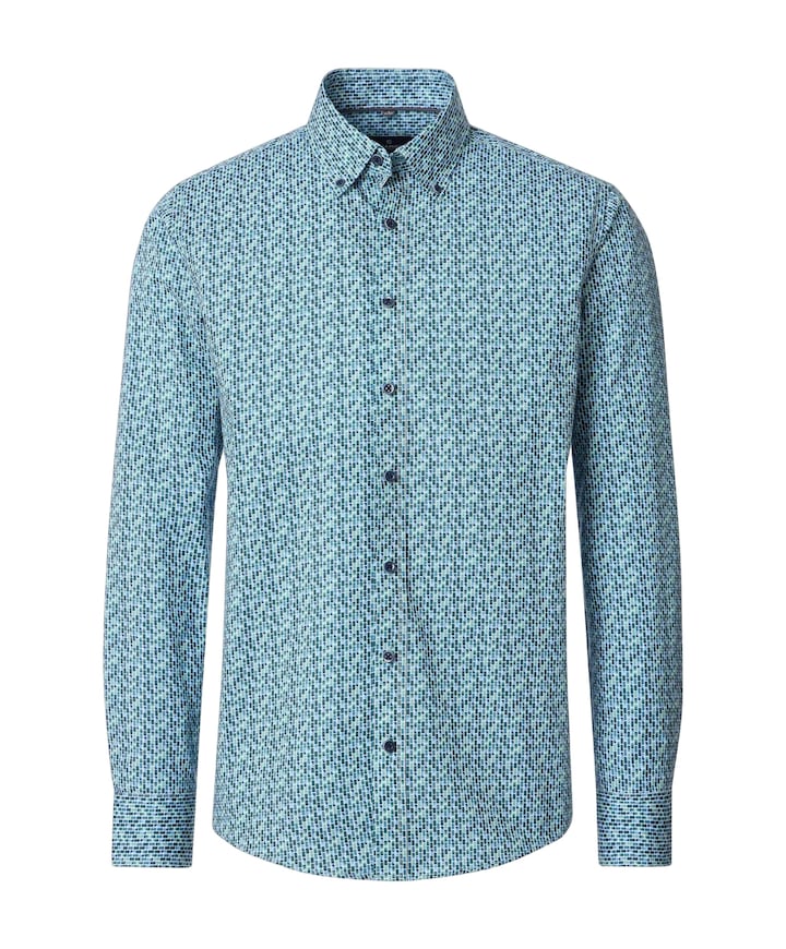 Heren overhemd lange mouw blauw