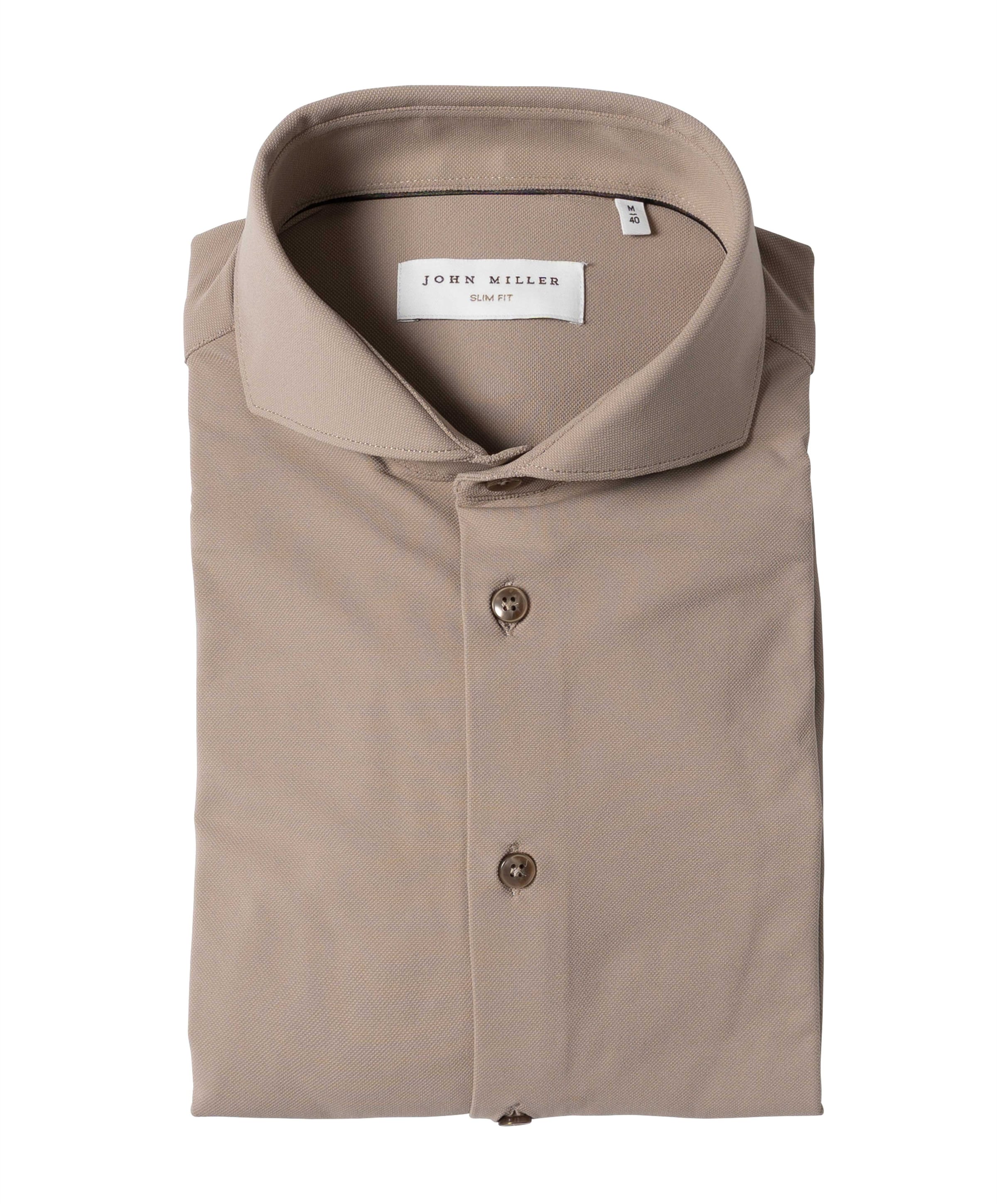 Heren overhemd lange mouw bruin