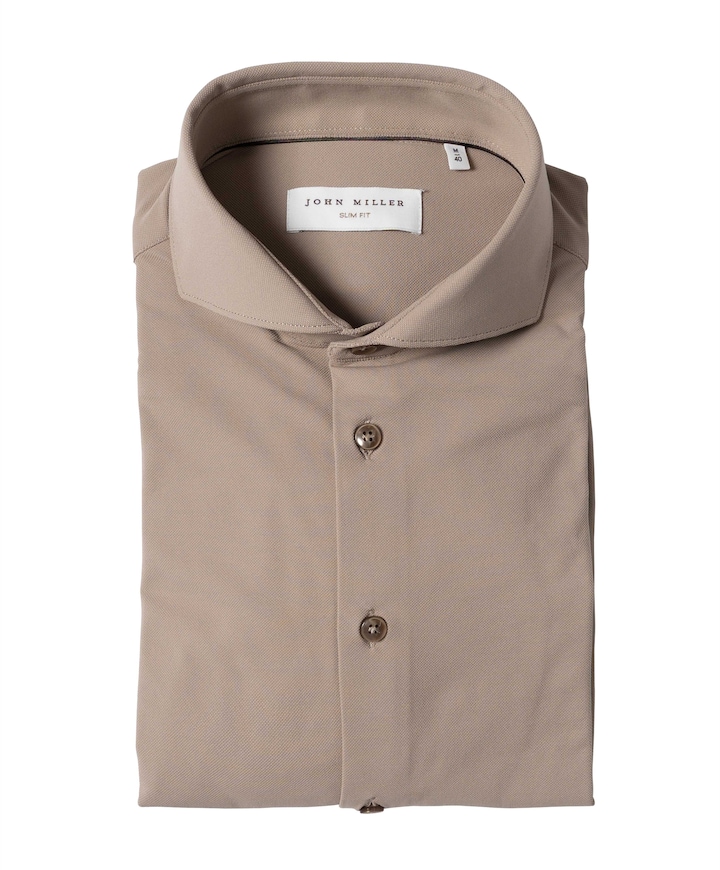 Heren overhemd lange mouw bruin