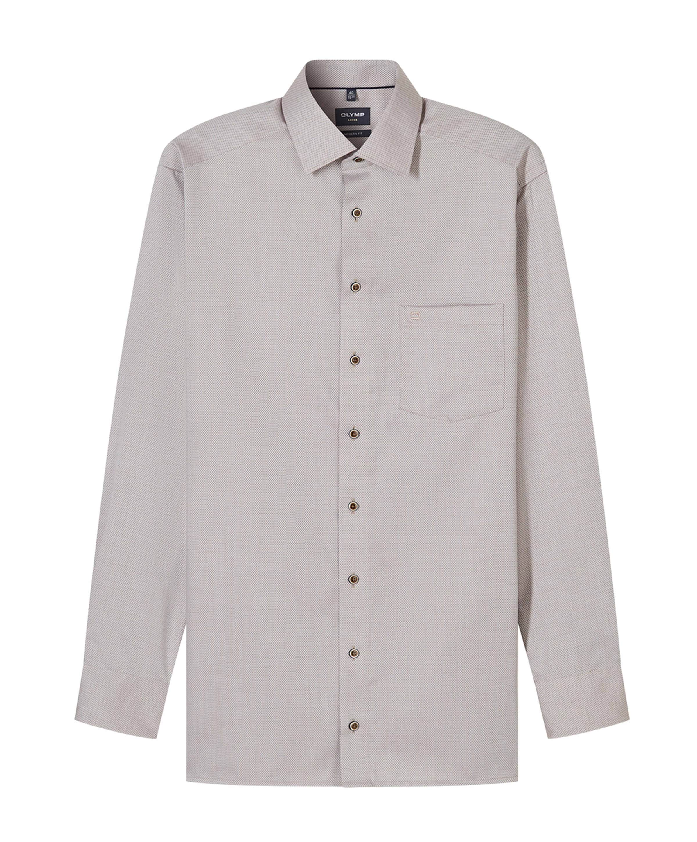 Heren overhemd lange mouw bruin