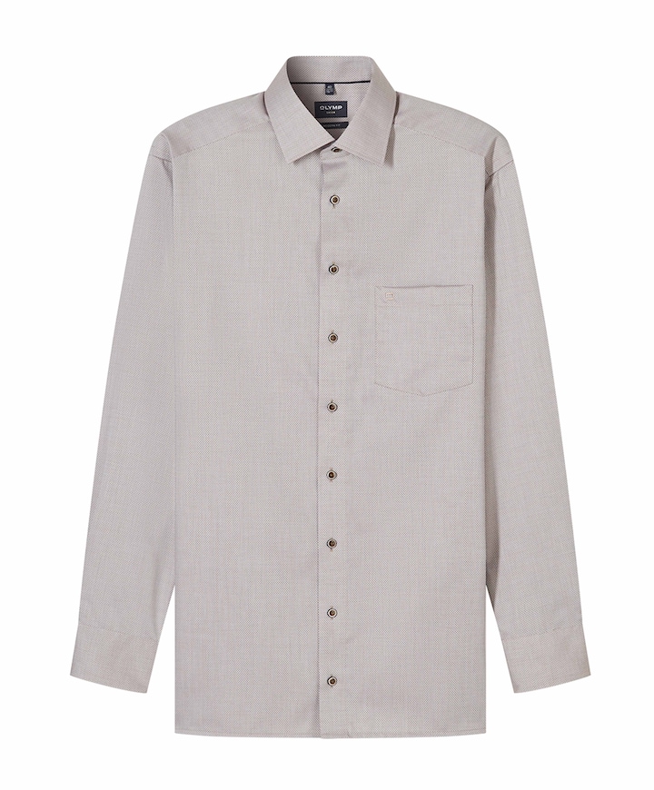 Heren overhemd lange mouw bruin