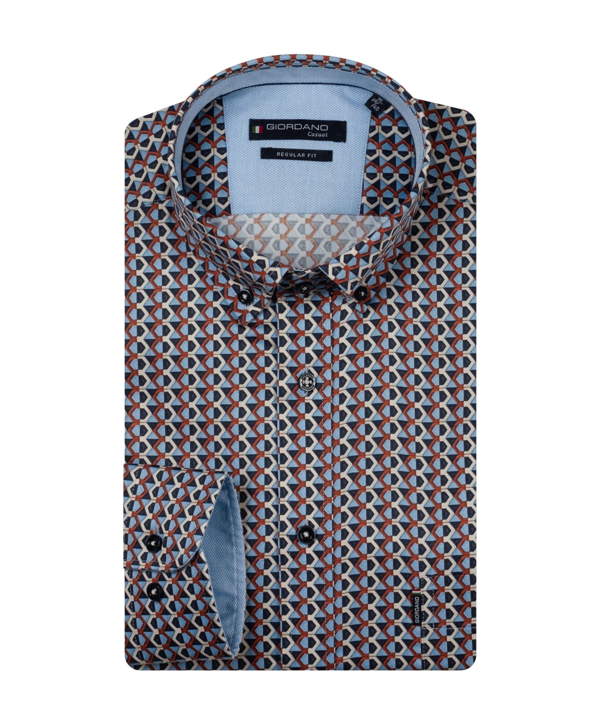 Heren overhemd lange mouw blauw