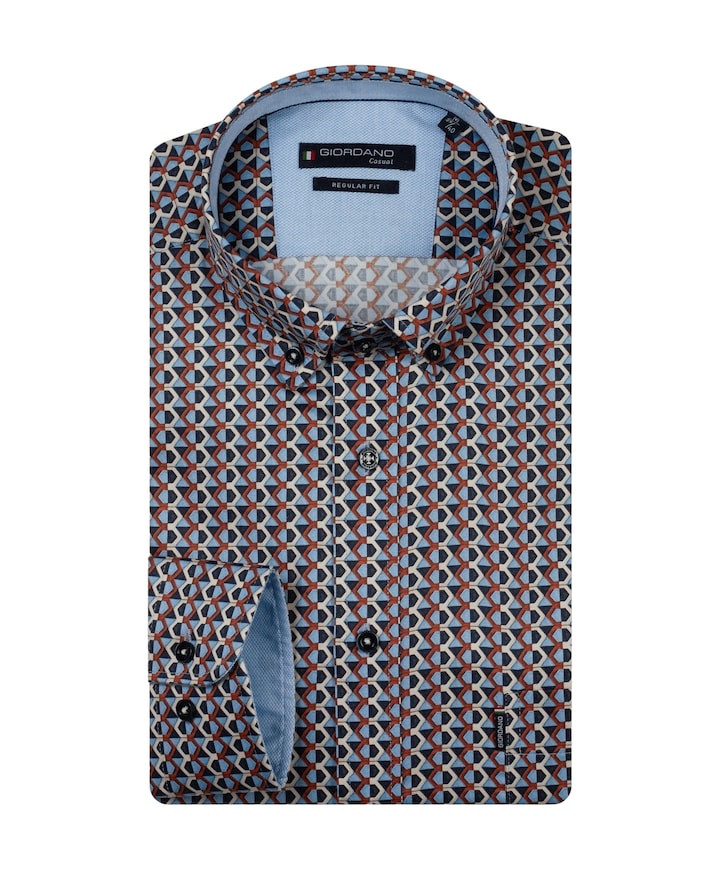 Heren overhemd lange mouw blauw