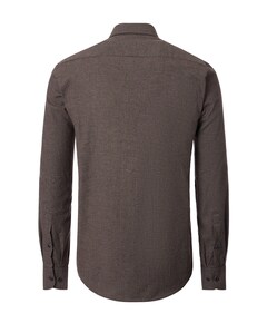 Heren overhemd lange mouw bruin