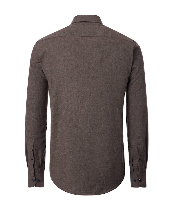 Heren overhemd lange mouw bruin