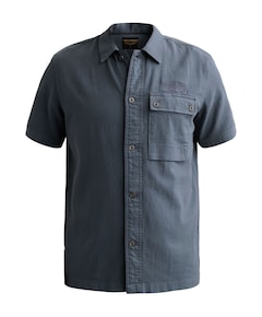 Heren overhemd korte mouw blauw