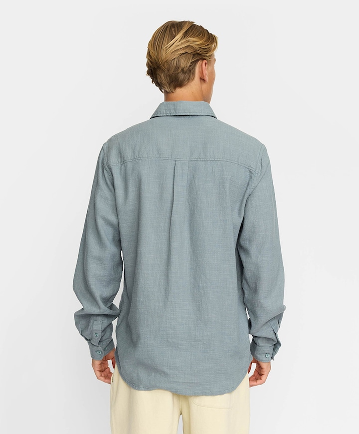 Heren overhemd lange mouw blauw