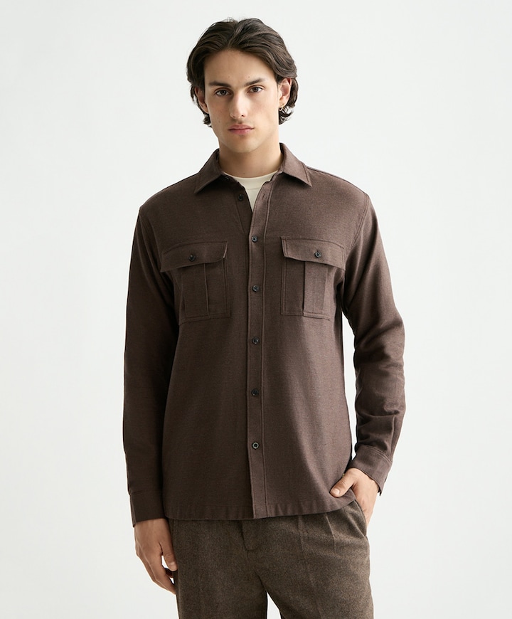 Overhemd lange mouw bruin