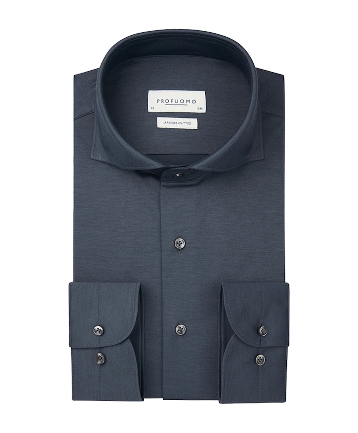 Heren overhemd lange mouw blauw