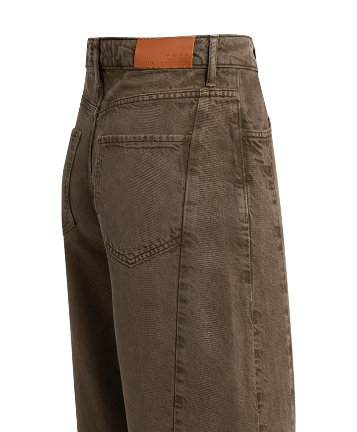 Jeans met hoge taille en wijde dames broek bruin