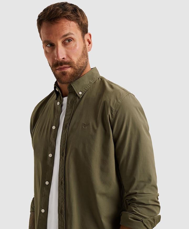 Heren overhemd lange mouw groen