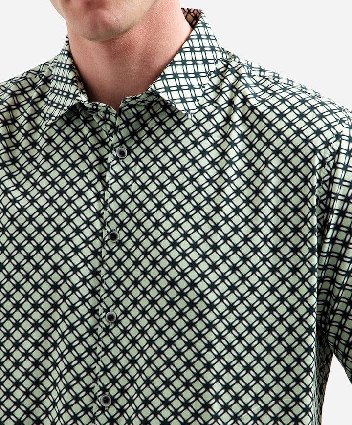 Heren overhemd korte mouw groen