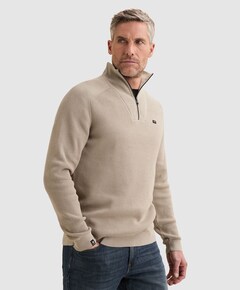 Heren trui met rits beige