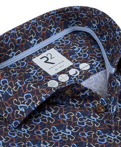 Heren overhemd lange mouw blauw