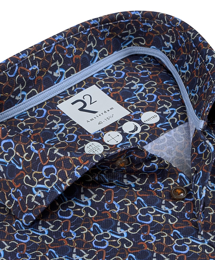 Heren overhemd lange mouw blauw