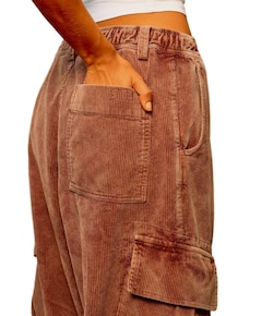 Romeo Baggy Washed Corduroy dames broek bruin