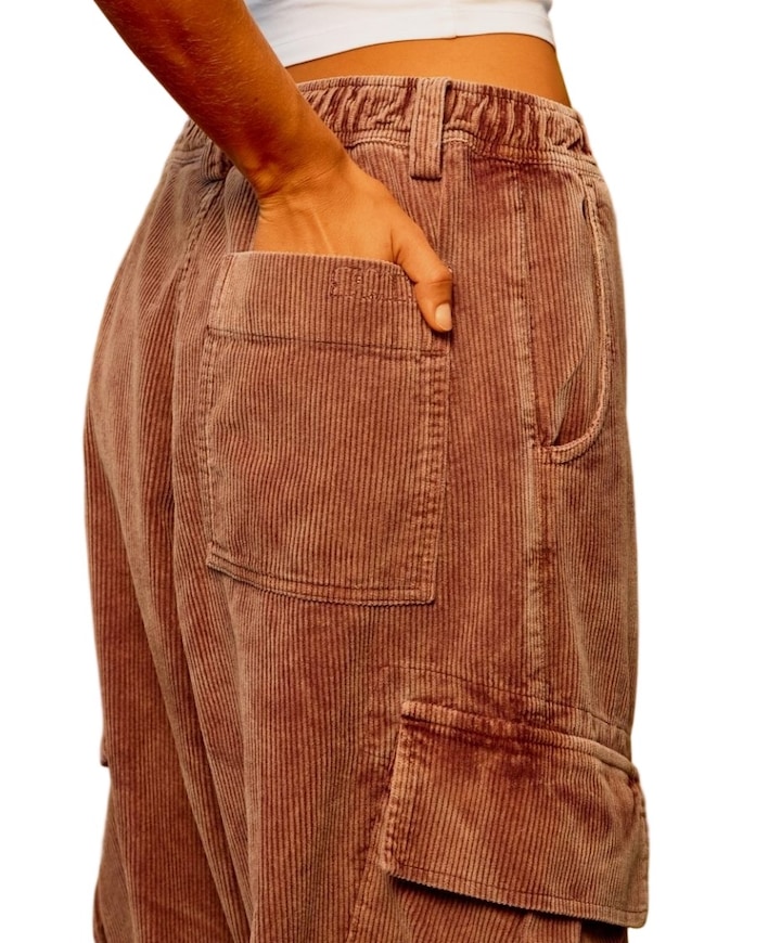Romeo Baggy Washed Corduroy dames broek bruin