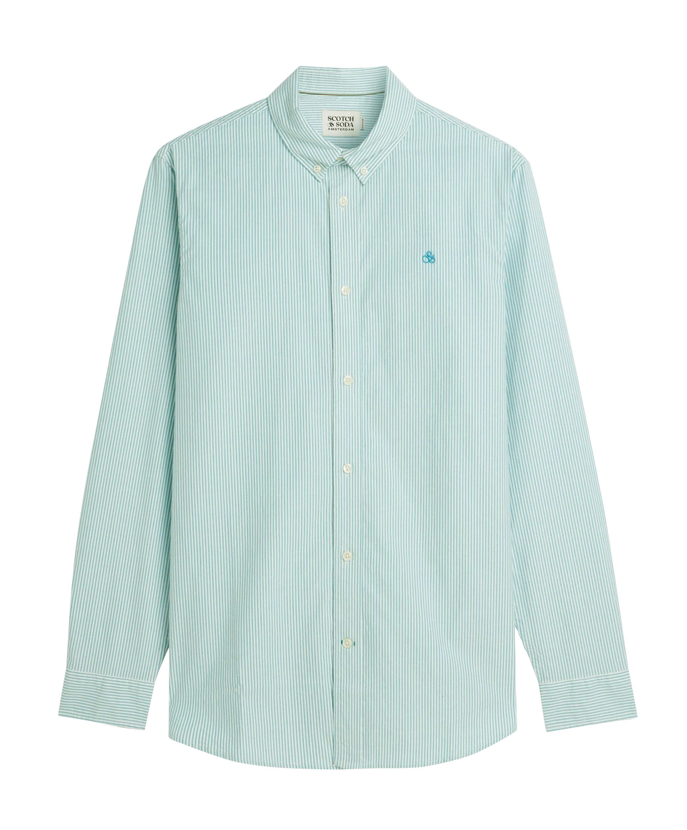 Heren overhemd lange mouw blauw