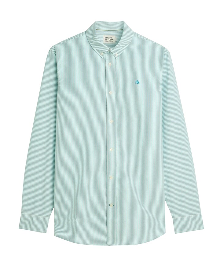 Heren overhemd lange mouw blauw