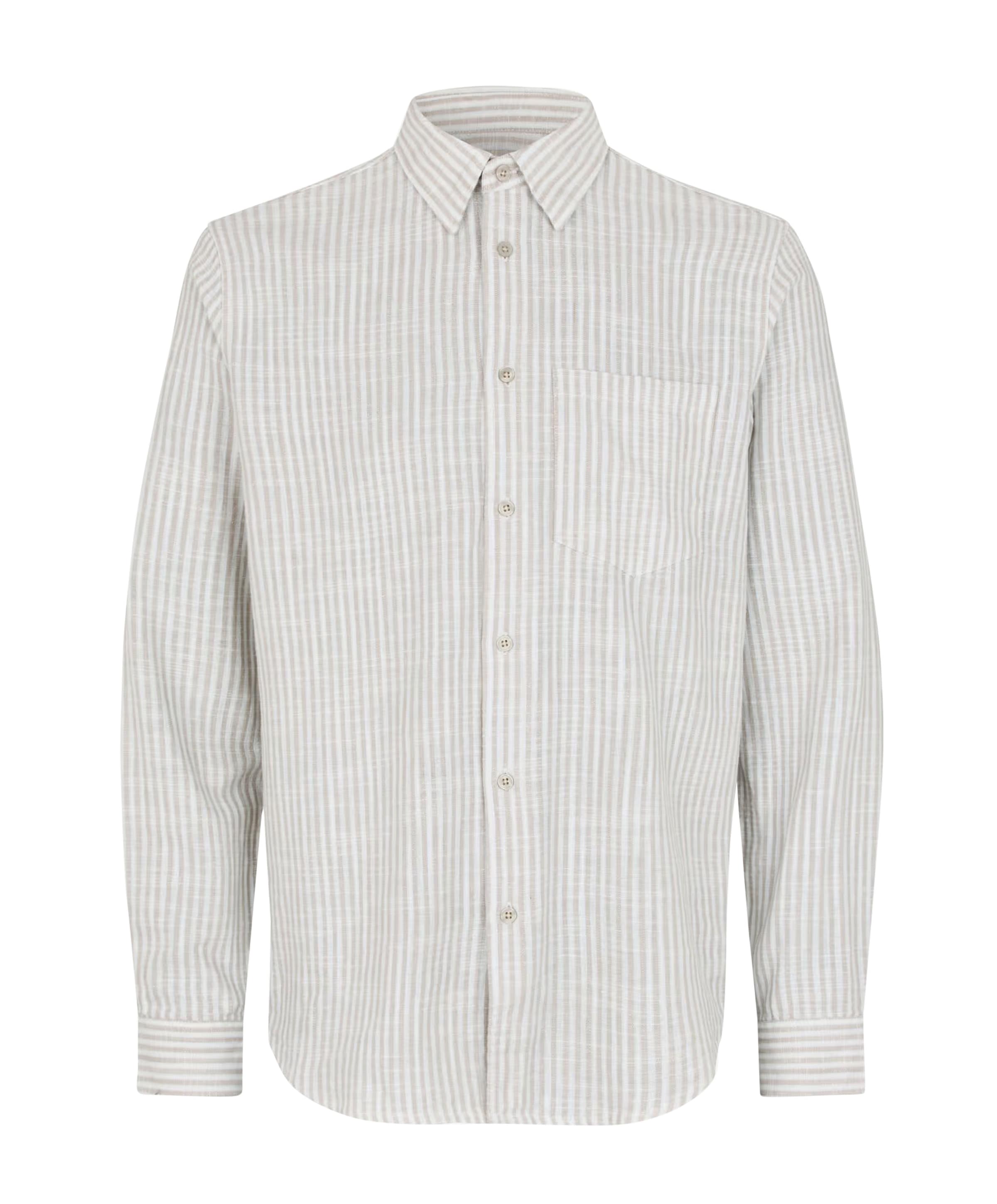 Heren overhemd lange mouw beige