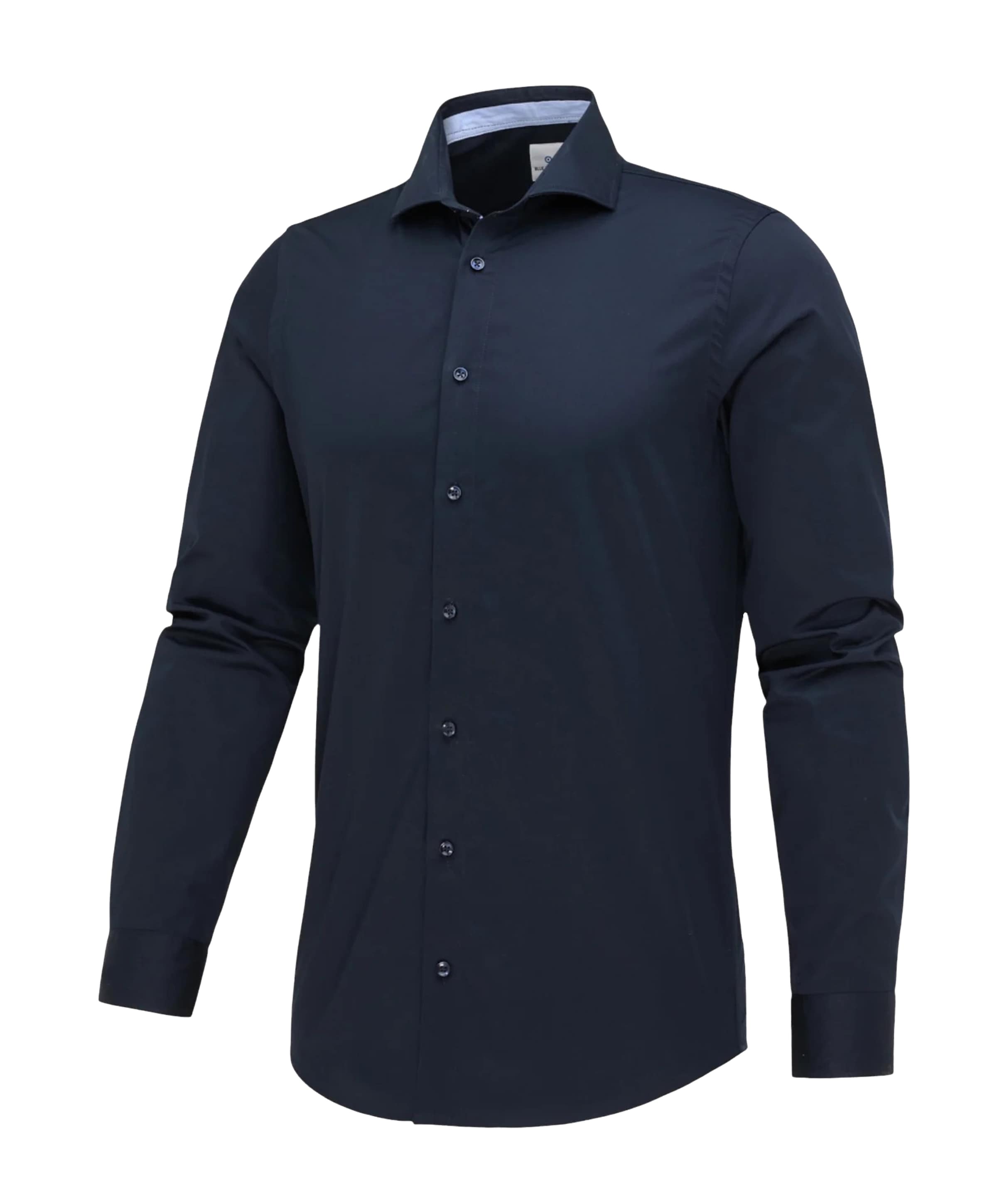 Heren overhemd lange mouw blauw