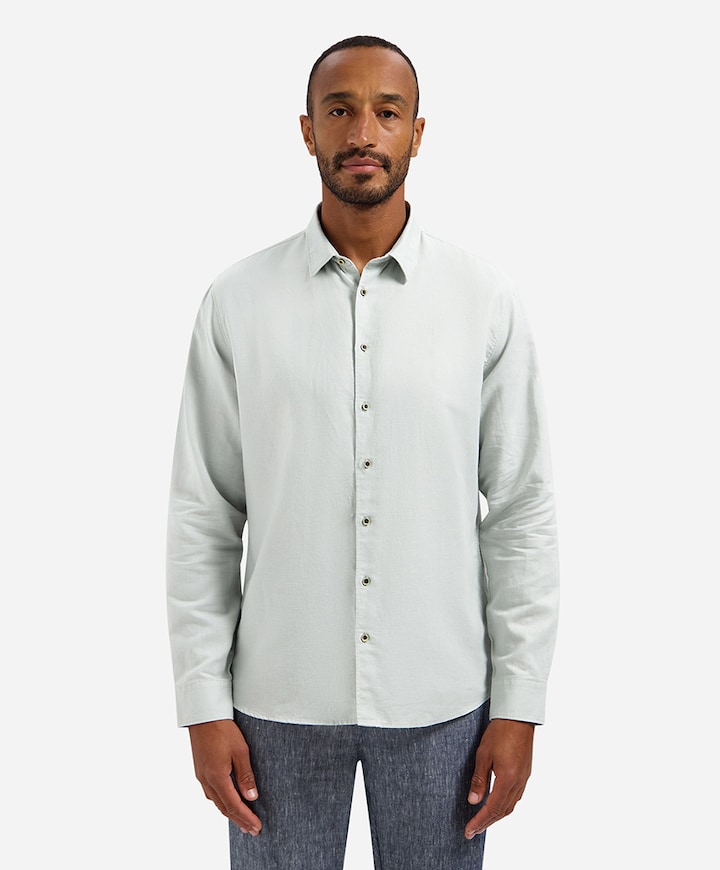 Heren overhemd lange mouw groen