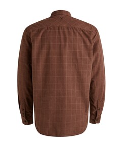 Heren overhemd lange mouw bruin