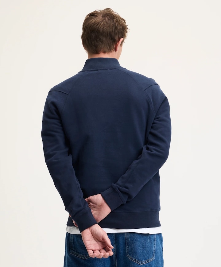 Heren trui met rits blauw
