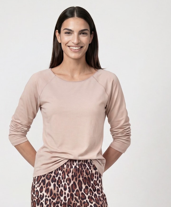 Dames longsleeve beige