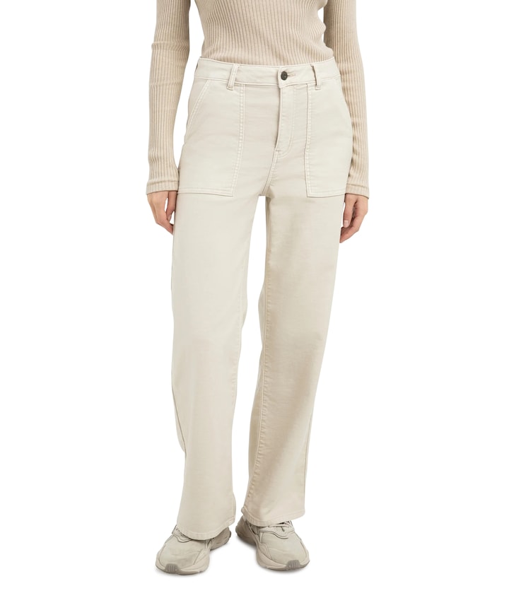 Cargo broek met rechte pijpen dames broek beige