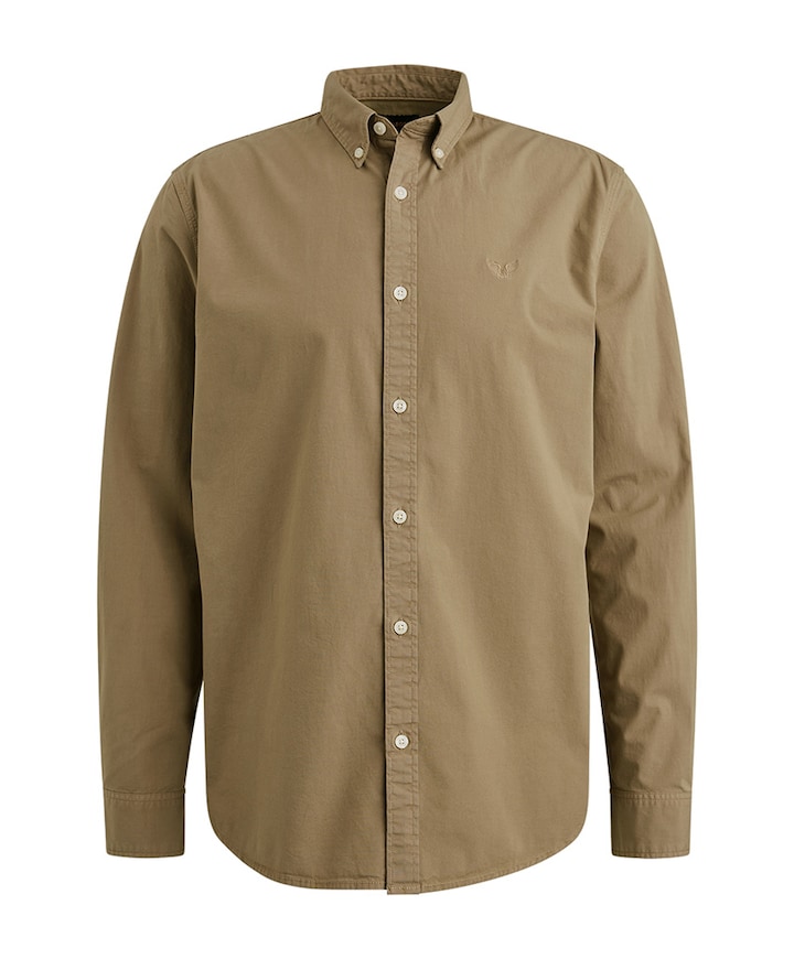Heren overhemd lange mouw beige