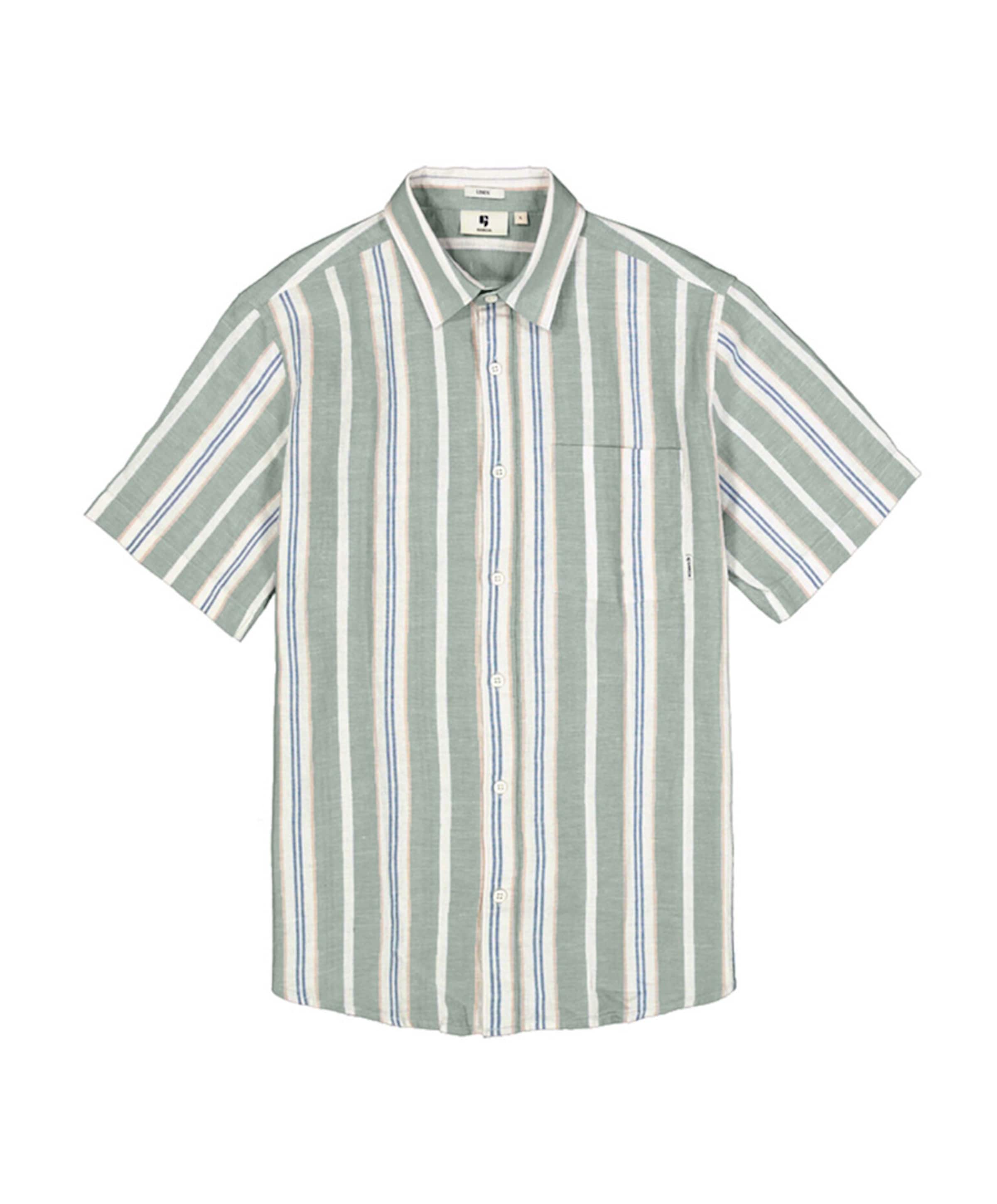 Heren overhemd korte mouw groen