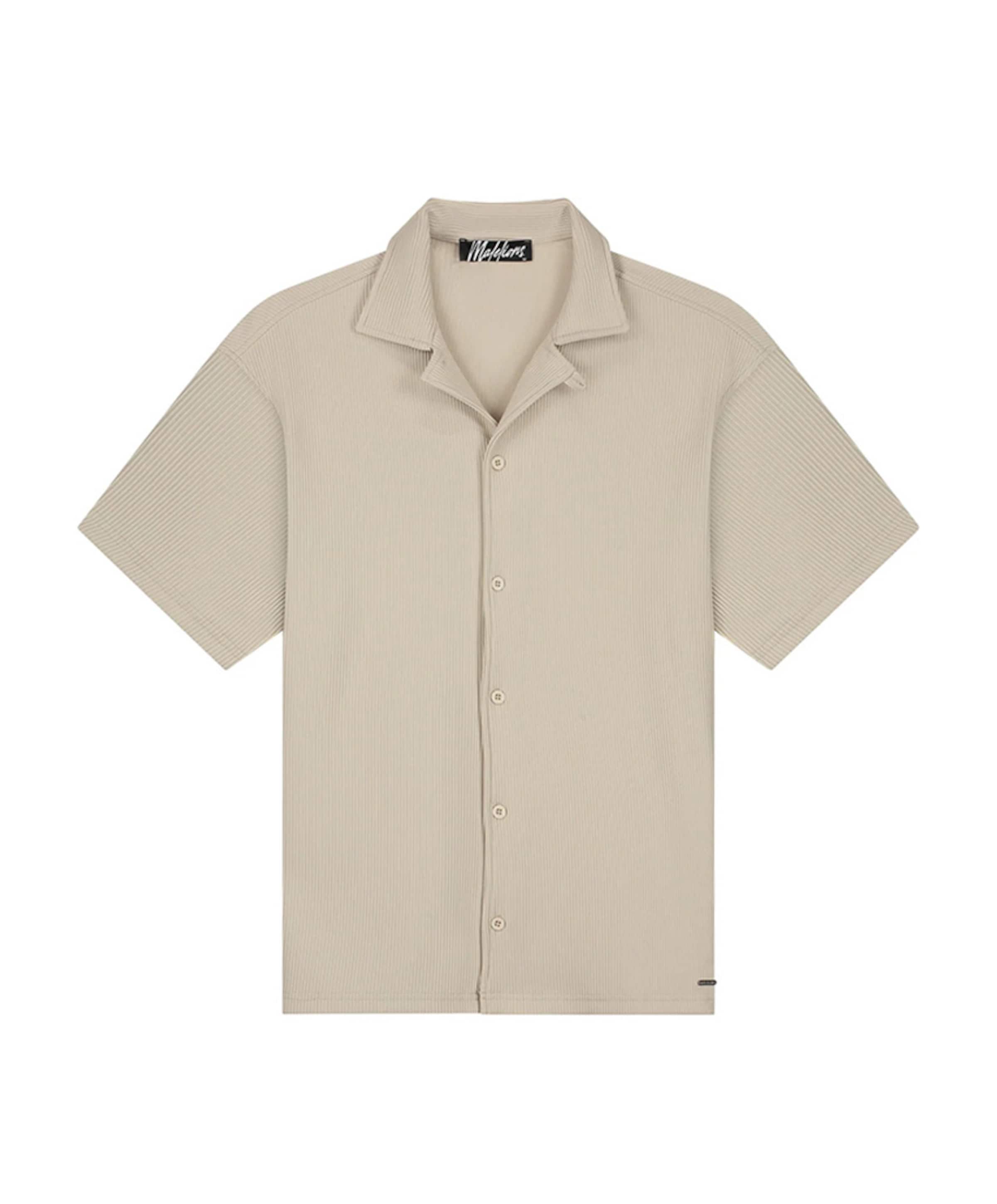 Heren overhemd korte mouw beige