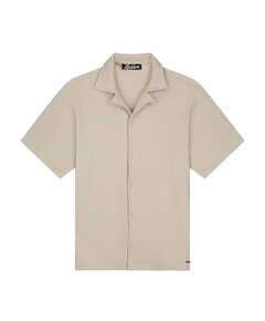 Heren overhemd korte mouw beige