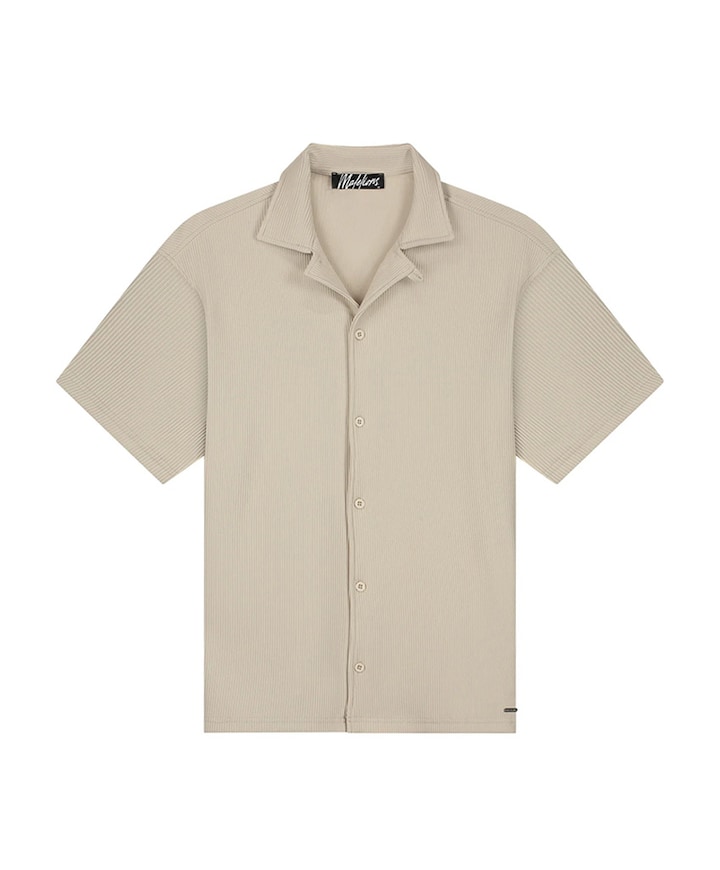 Heren overhemd korte mouw beige