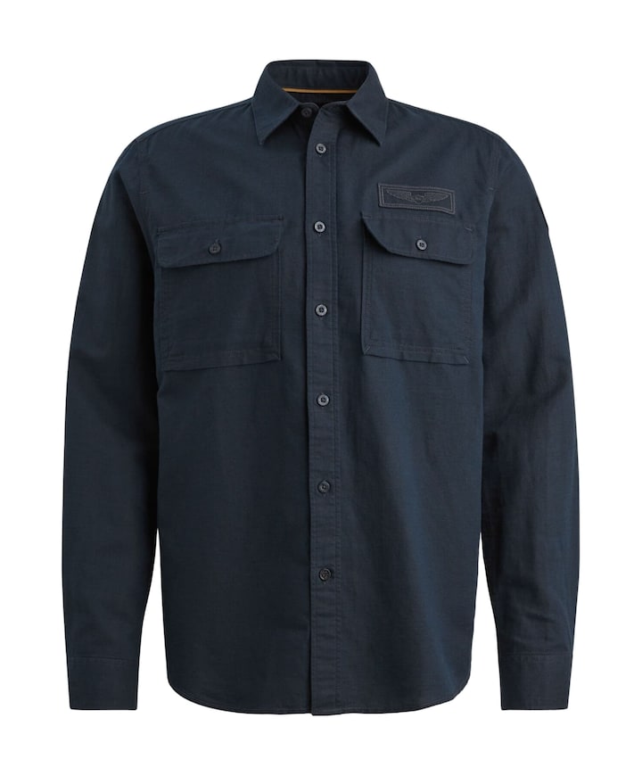 Heren overhemd lange mouw blauw