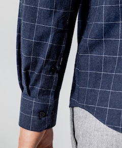 Heren overhemd lange mouw blauw