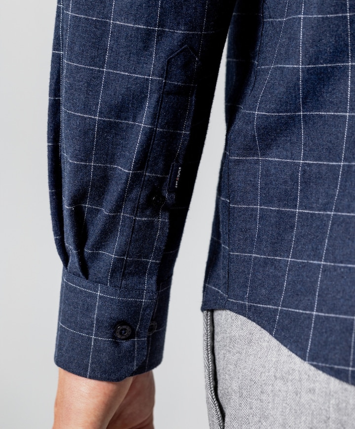 Heren overhemd lange mouw blauw