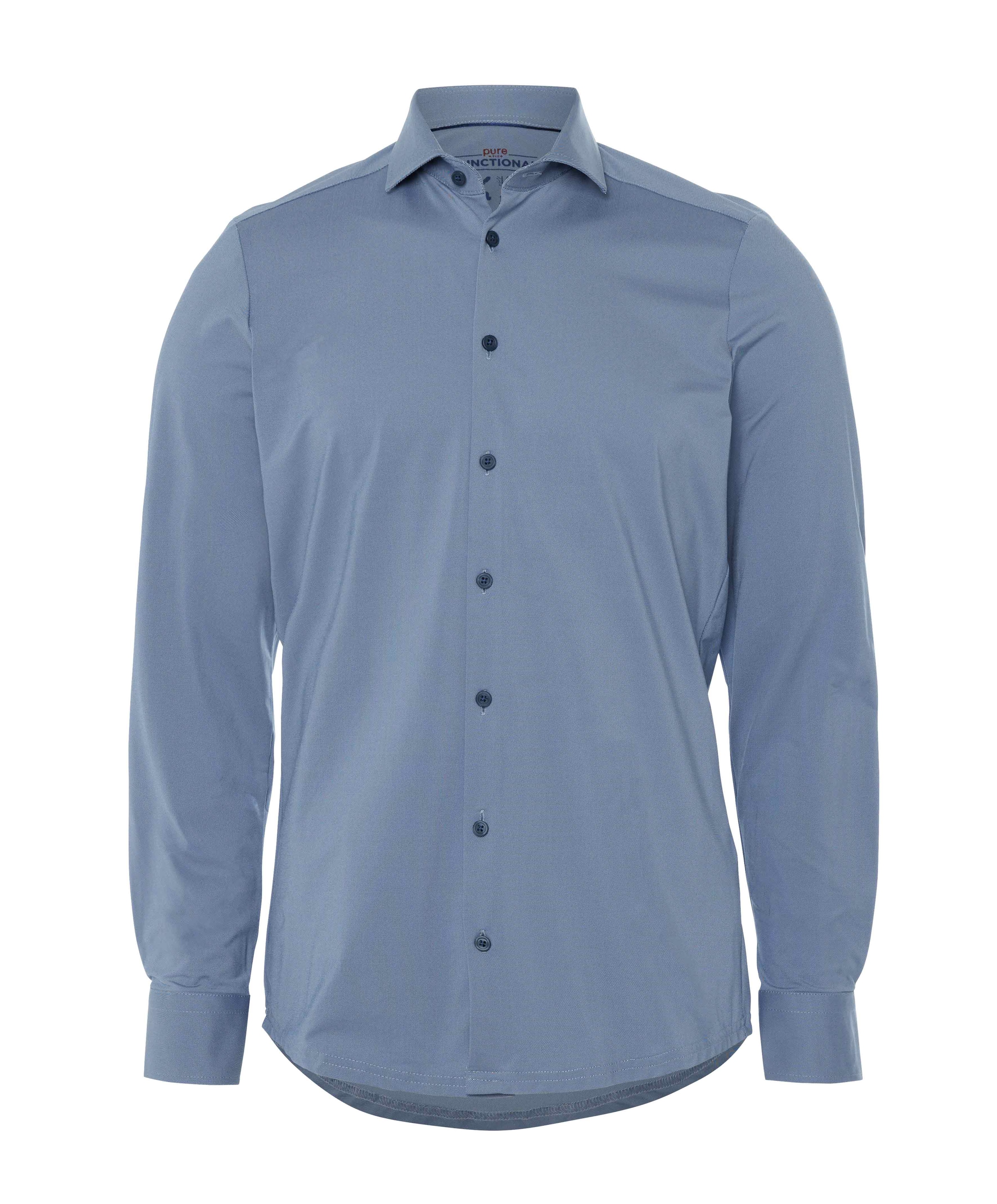 Heren overhemd lange mouw blauw