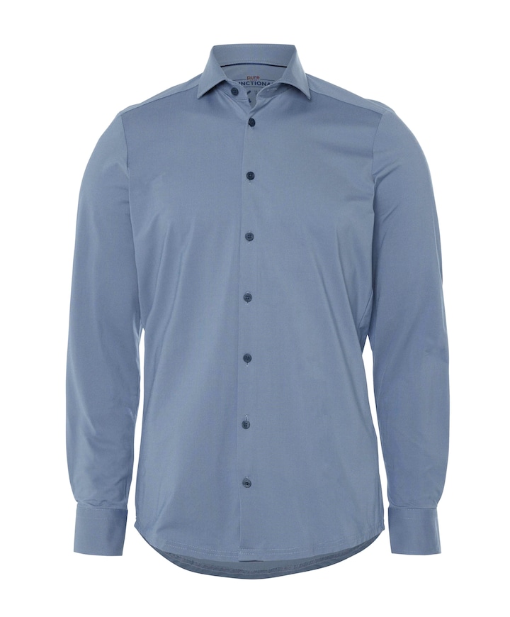 Heren overhemd lange mouw blauw