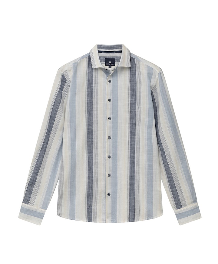 Heren overhemd lange mouw blauw