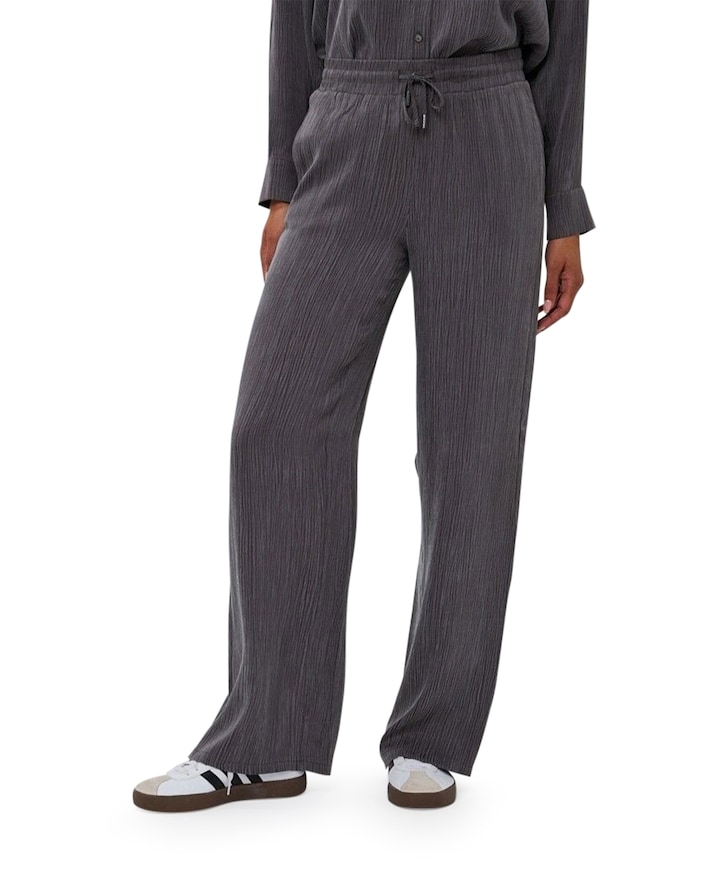 Wide crinkle cupro broek grijs