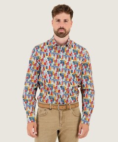 Heren overhemd lange mouw multicolor